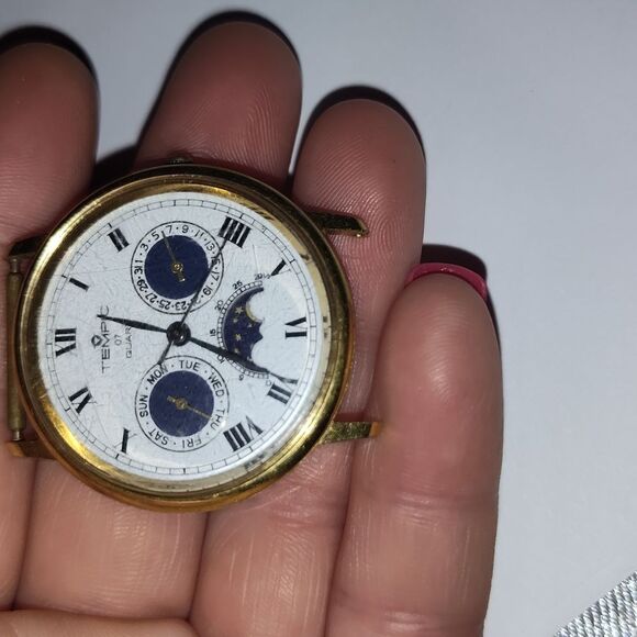 Timex Gold and White Analog Watch - Picture 1 of 4